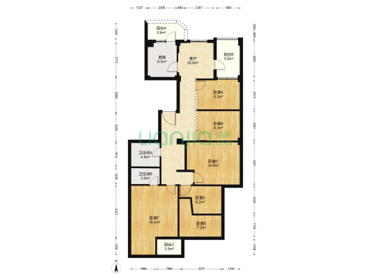 昌泰锦园 6室1厅2卫 148平方