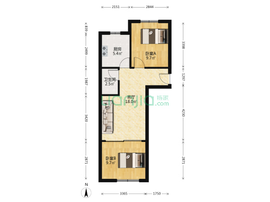 秀湛二路 2室1厅1卫 57平方