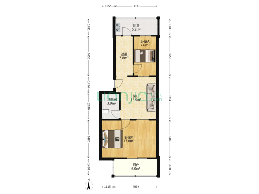 面粉二厂262宿舍 2室1厅1卫 69平方