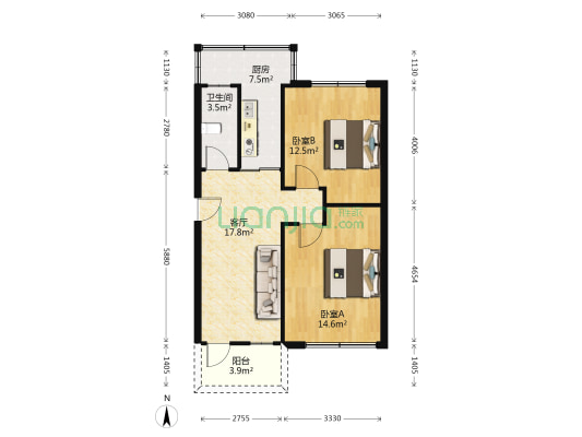 弘宜小区 2室1厅1卫 74平方