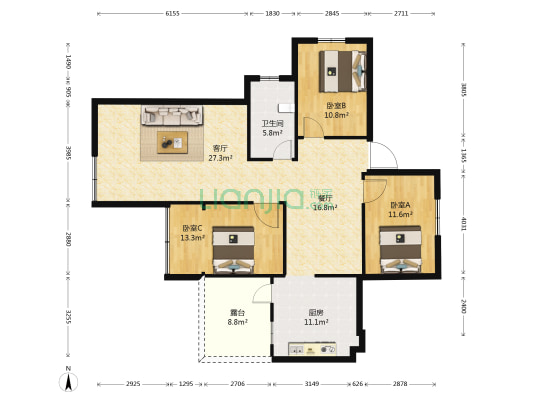 朝阳巷60号 3室2厅1卫 101平方