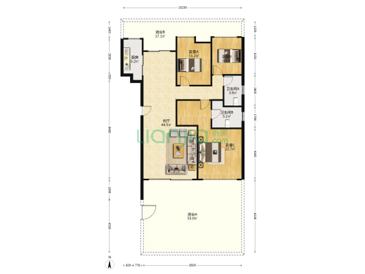 龙光城龙公馆 3室1厅2卫 123平方