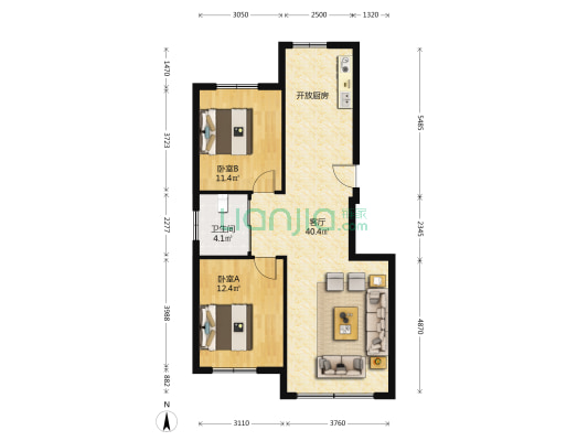 沈铁新苑西区 2室1厅1卫 92平方