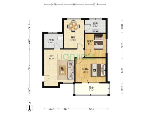 蓬莱水产家属楼 2室2厅1卫 79平方
