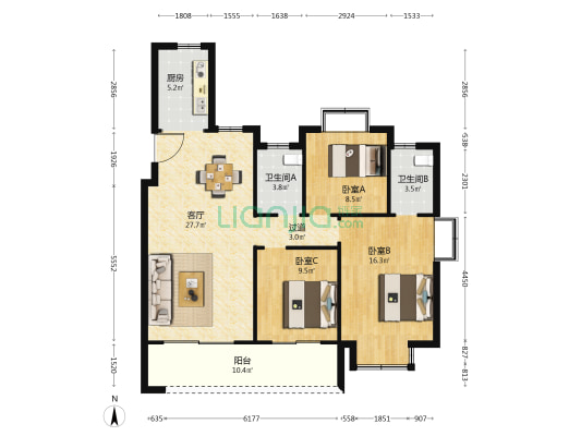 光谷未来学府 3室1厅2卫 113平方