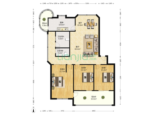 襄州区住房和城乡建设局家属院 3室2厅2卫 171平方