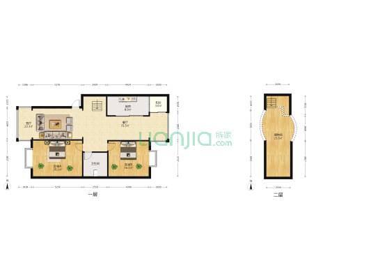 圆通花园 2室2厅1卫 116平方
