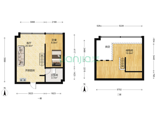 金沙公寓 1室1厅1卫 54平方