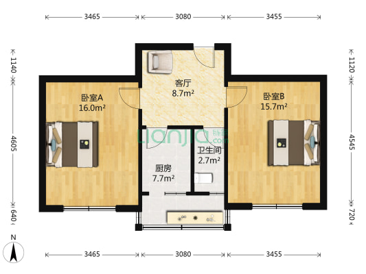 供水公司宿舍 2室1厅1卫 63平方