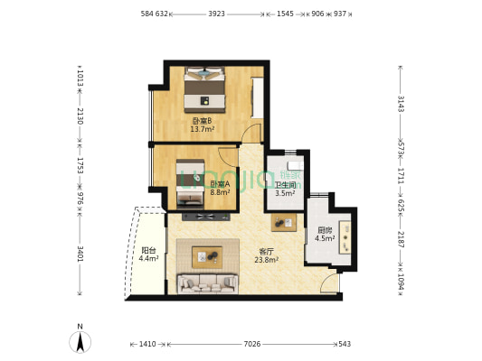 天骄世家 2室1厅1卫 72平方