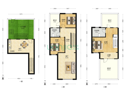 海德壹号院 3室2厅2卫 134平方