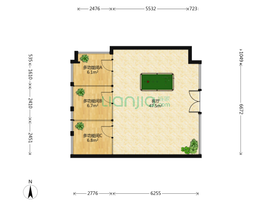 安广世纪大厦 3室1厅0卫 95平方