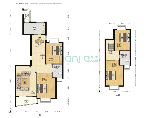 开元坊 4室1厅2卫 173平方