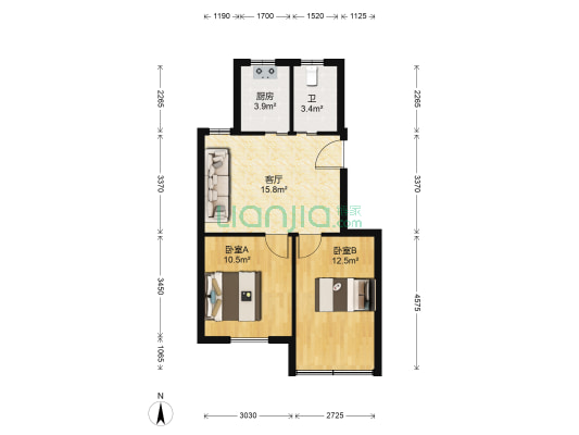 泗洲家园 2室1厅1卫 64平方