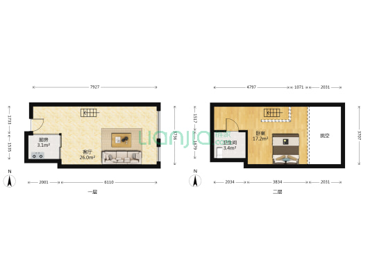 檀墅 1室1厅1卫 44平方