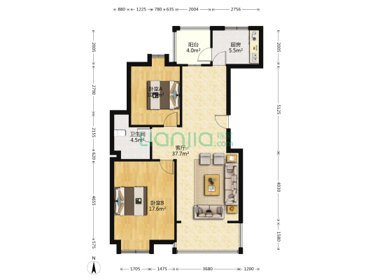 学苑公馆 2室1厅1卫 101平方
