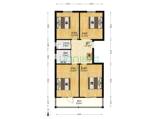 复成新村 4室1厅1卫 93平方
