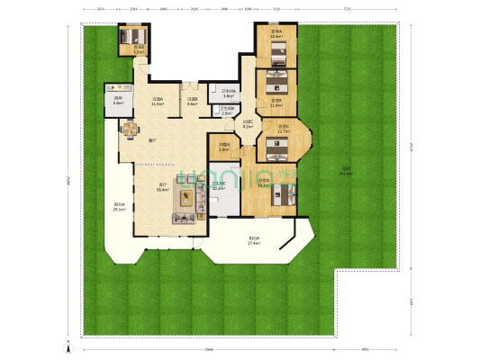 加州水郡一期 5室1厅3卫 298平方