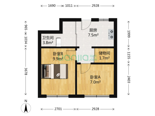 华昌街 2室0厅1卫 44平方