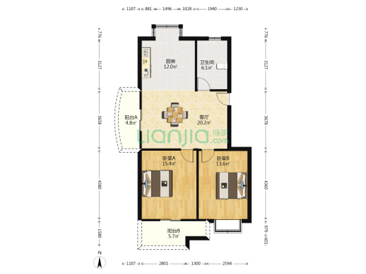 通明花苑 2室1厅1卫 89平方