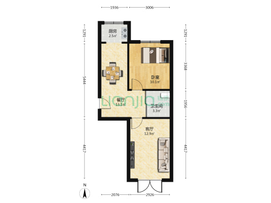 古城宜家三期 1室2厅1卫 57平方