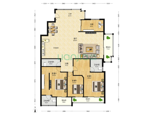 臻品盛世 4室1厅3卫 205平方