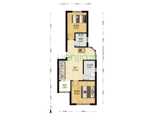 金巷小区（胶东路533弄） 2室1厅1卫 60平方