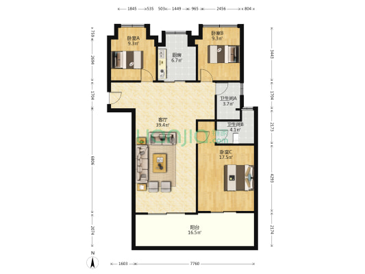 碧桂園奥体华府星悦郡 3室1厅2卫 123平方