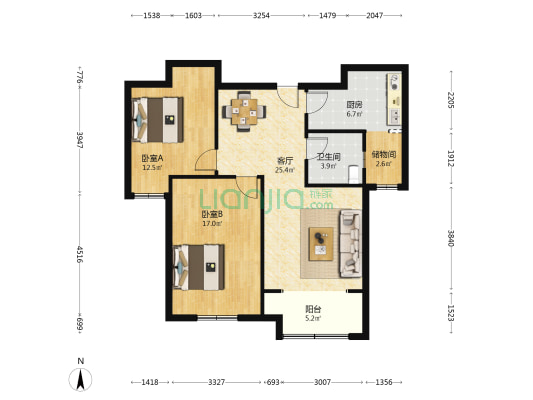 泉景天沅智园 2室1厅1卫 96平方