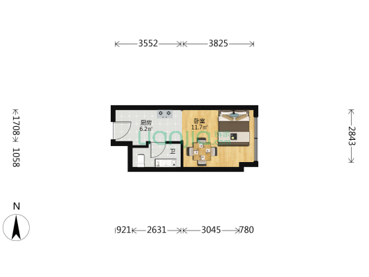 亿达河口湾二期 1室0厅1卫 28平方