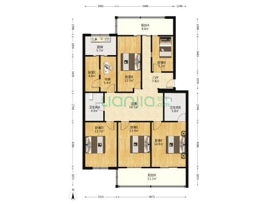 新文巷小区 7室0厅2卫 158平方