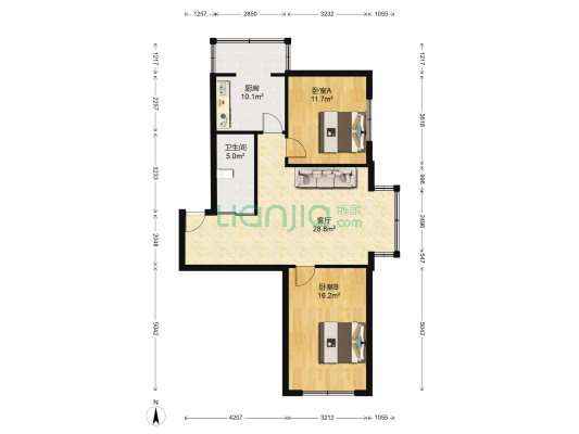福苑 2室1厅1卫 87平方