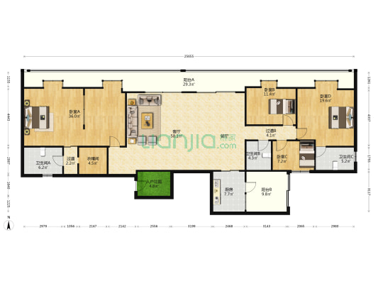 广源居 4室1厅3卫 134平方