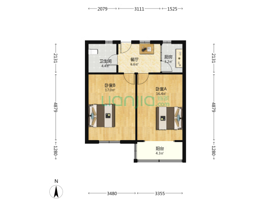 东方路3721弄 2室1厅1卫 67平方