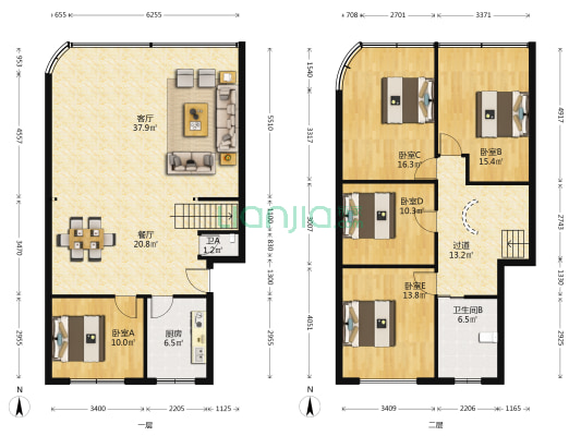 中山东路6号 5室2厅2卫 183平方