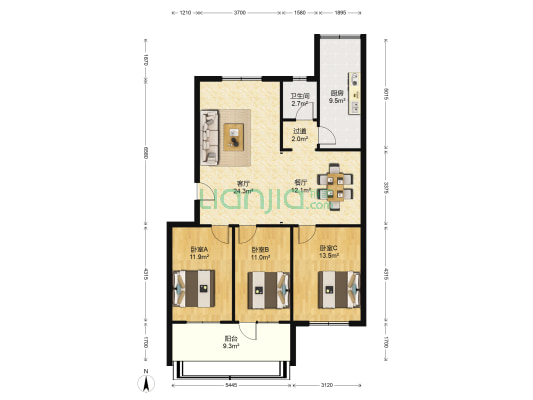 岱宗大街359号 3室2厅1卫 114平方