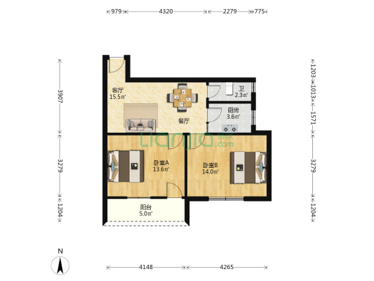 南营巷 2室1厅1卫 58平方