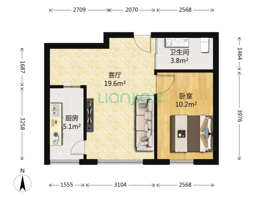 嵩森平安里 1室1厅1卫 56平方