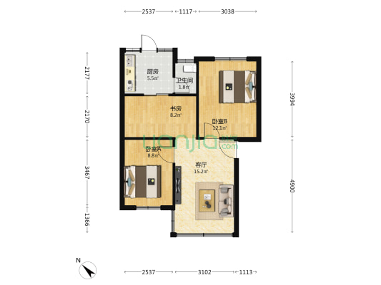 东风石油小区 3室1厅1卫 58平方