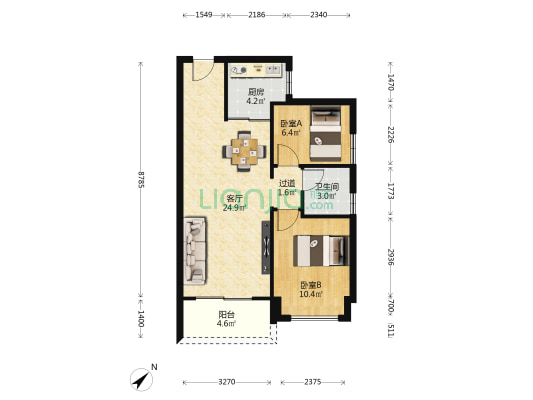 碧桂园澜山府 2室1厅1卫 69平方