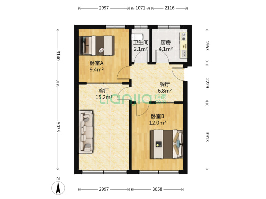 岱岳区公路局宿舍 2室2厅1卫 67平方