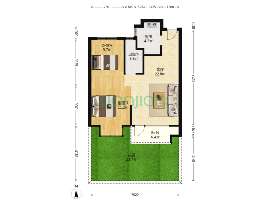 瑞东·瑞学府 2室1厅1卫 79平方