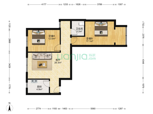 西悦欣居 2室1厅1卫 89平方