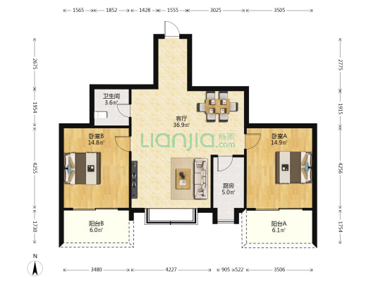 嘉悦大厦 2室1厅1卫 101平方