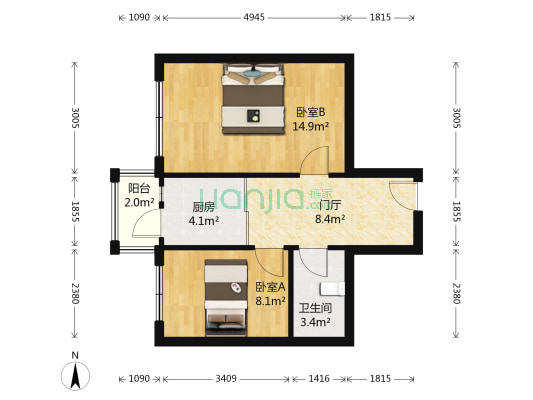 新天地家园 2室0厅1卫 55平方