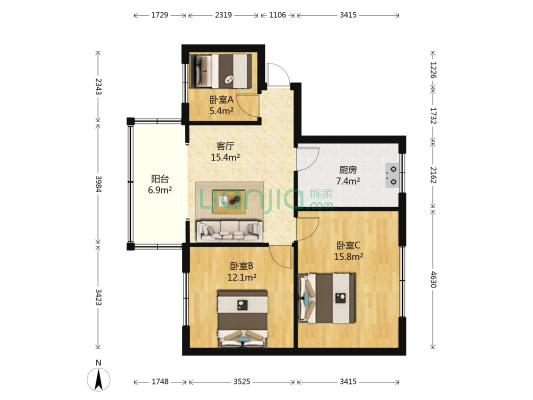 凤岭街（长寿） 3室1厅0卫 79平方