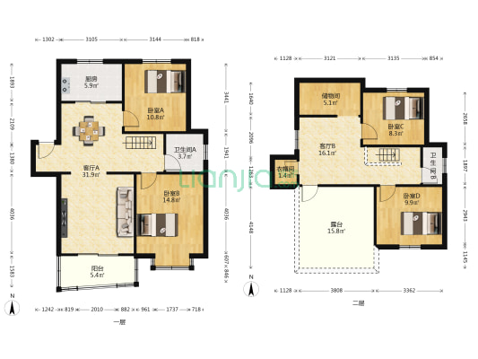 上林雅苑 4室2厅2卫 120平方