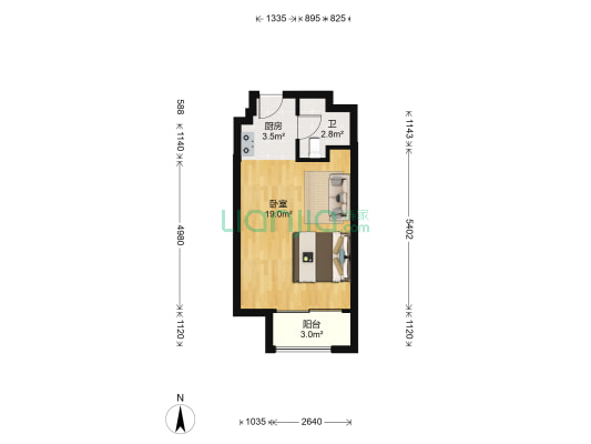 凤凰国际商务广场 1室0厅1卫 48平方