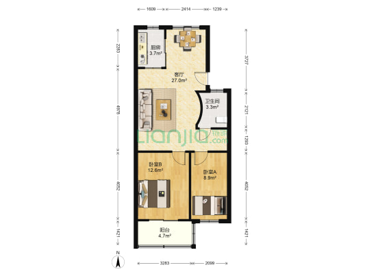 下吕浦二区冬宁组团 2室1厅1卫 73平方
