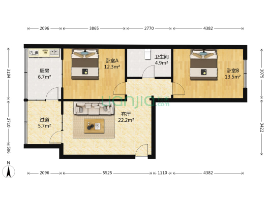 省经贸厅、陇丰食品厂家属院 2室1厅1卫 106平方